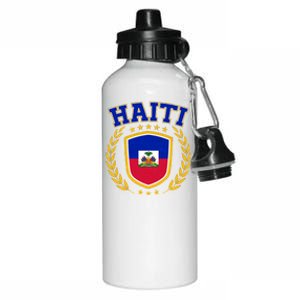 Haiti Flag Crest Shield Logo Aluminum Water Bottle