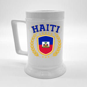 Haiti Flag Crest Shield Logo Beer Stein