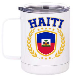 Haiti Flag Crest Shield Logo 12 oz Stainless Steel Tumbler Cup