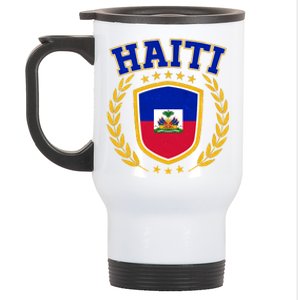 Haiti Flag Crest Shield Logo Stainless Steel Travel Mug