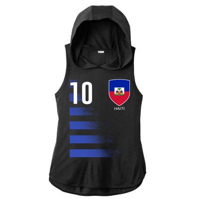 Haiti Football Soccer Futbol Jersey Ladies PosiCharge Tri-Blend Wicking Draft Hoodie Tank