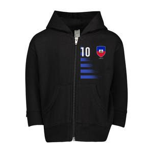 Haiti Football Soccer Futbol Jersey Toddler Zip Fleece Hoodie