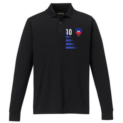 Haiti Football Soccer Futbol Jersey Performance Long Sleeve Polo