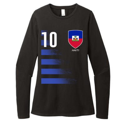 Haiti Football Soccer Futbol Jersey Womens CVC Long Sleeve Shirt