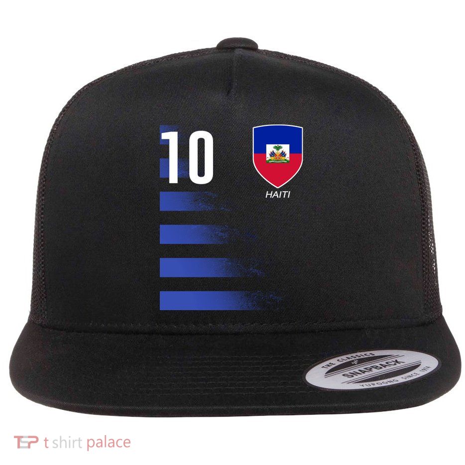 Haiti Football Soccer Futbol Jersey Flat Bill Trucker Hat