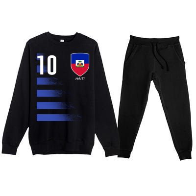 Haiti Football Soccer Futbol Jersey Premium Crewneck Sweatsuit Set