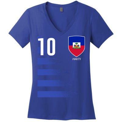 Haiti Football Soccer Futbol Jersey Women's V-Neck T-Shirt