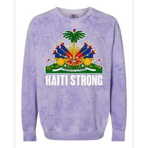 Haiti Strong Flag Symbol Logo Colorblast Crewneck Sweatshirt