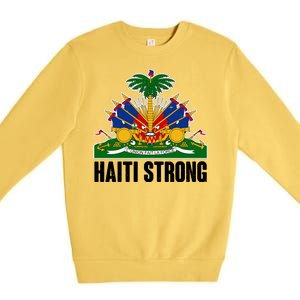 Haiti Strong Flag Symbol Logo Premium Crewneck Sweatshirt