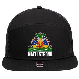 Haiti Strong Flag Symbol Logo 7 Panel Mesh Trucker Snapback Hat