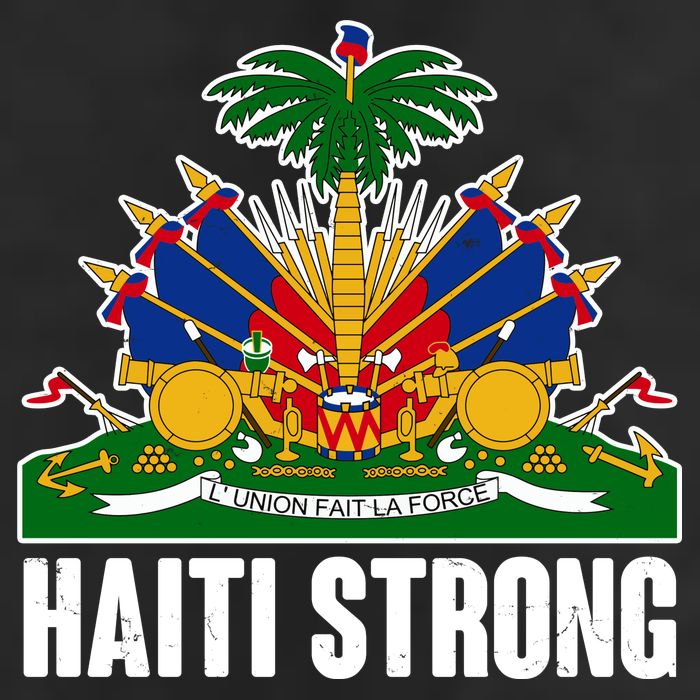 Haiti Strong Flag Symbol Logo 7 Panel Mesh Trucker Snapback Hat