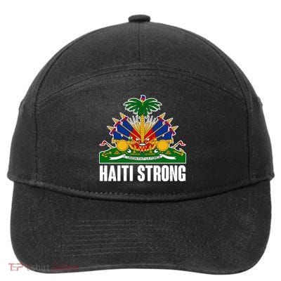 Haiti Strong Flag Symbol Logo 7-Panel Snapback Hat