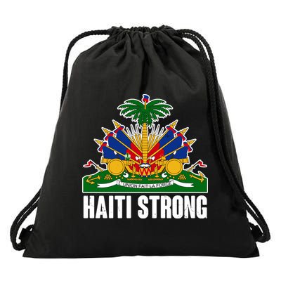 Haiti Strong Flag Symbol Logo Drawstring Bag
