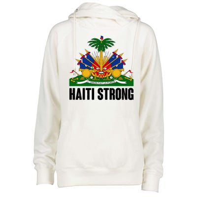 Haiti Strong Flag Symbol Logo Womens Funnel Neck Pullover Hood