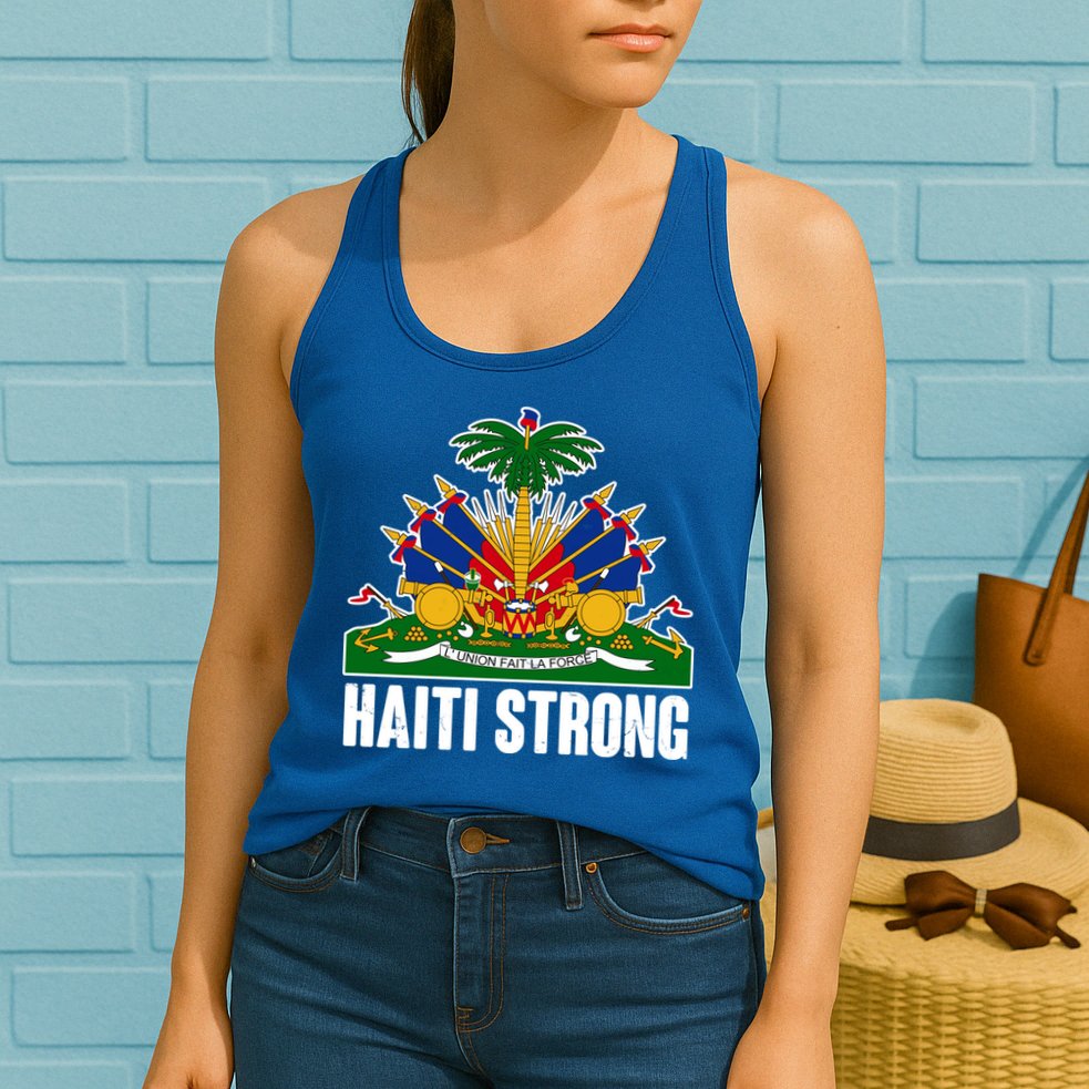 Haiti Strong Flag Symbol Logo Womens Tank Top