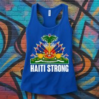 Haiti Strong Flag Symbol Logo Womens Tank Top