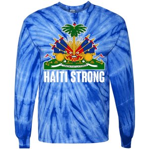 Haiti Strong Flag Symbol Logo Tie-Dye Long Sleeve Shirt