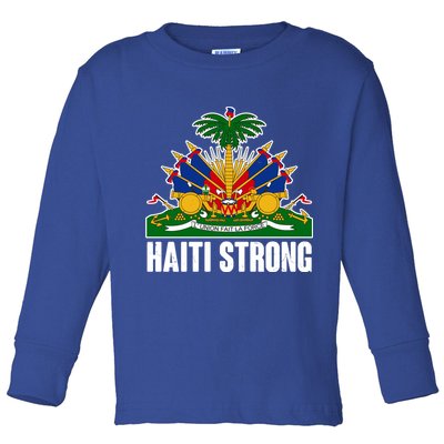 Haiti Strong Flag Symbol Logo Toddler Long Sleeve Shirt