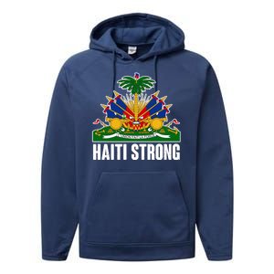 Haiti Strong Flag Symbol Logo Performance Fleece Hoodie