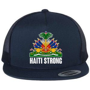 Haiti Strong Flag Symbol Logo Flat Bill Trucker Hat