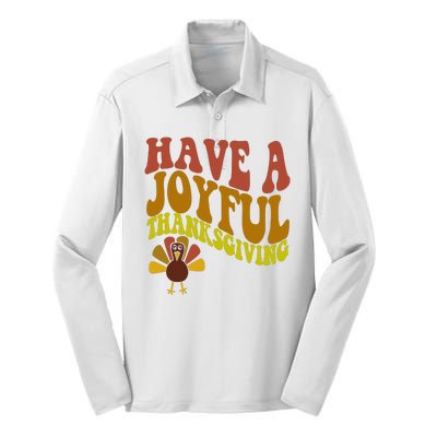 Have A Joyful Thanksgiving Cute Holiday Silk Touch Performance Long Sleeve Polo