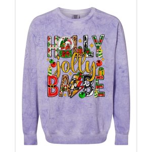 Holly A Jolly Babe Merry Christmas Matching Family Pajamas Colorblast Crewneck Sweatshirt