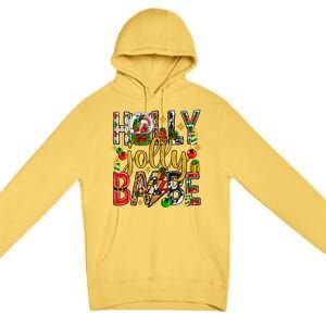 Holly A Jolly Babe Merry Christmas Matching Family Pajamas Premium Pullover Hoodie