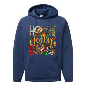 Holly A Jolly Babe Merry Christmas Matching Family Pajamas Performance Fleece Hoodie