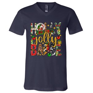 Holly A Jolly Babe Merry Christmas Matching Family Pajamas V-Neck T-Shirt