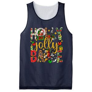 Holly A Jolly Babe Merry Christmas Matching Family Pajamas Mesh Reversible Basketball Jersey Tank