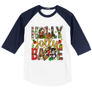 Holly A Jolly Babe Merry Christmas Matching Family Pajamas Baseball Sleeve Shirt