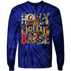 Holly A Jolly Babe Merry Christmas Matching Family Pajamas Tie-Dye Long Sleeve Shirt