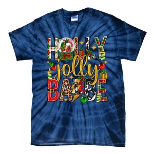 Holly A Jolly Babe Merry Christmas Matching Family Pajamas Tie-Dye T-Shirt