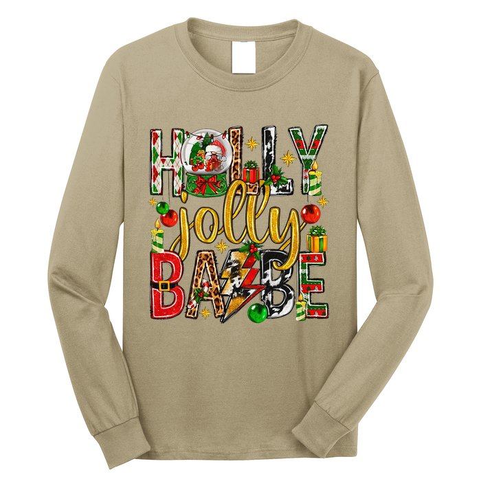 Holly A Jolly Babe Merry Christmas Matching Family Pajamas Long Sleeve Shirt