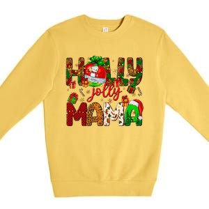 Holly A Jolly Mama Merry Christmas Matching Family Pajamas Premium Crewneck Sweatshirt