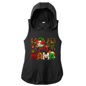 Holly A Jolly Mama Merry Christmas Matching Family Pajamas Ladies PosiCharge Tri-Blend Wicking Draft Hoodie Tank