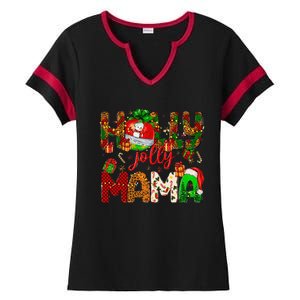 Holly A Jolly Mama Merry Christmas Matching Family Pajamas Ladies Halftime Notch Neck Tee