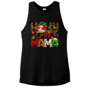 Holly A Jolly Mama Merry Christmas Matching Family Pajamas Ladies PosiCharge Tri-Blend Wicking Tank