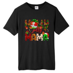 Holly A Jolly Mama Merry Christmas Matching Family Pajamas Tall Fusion ChromaSoft Performance T-Shirt