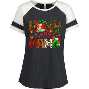 Holly A Jolly Mama Merry Christmas Matching Family Pajamas Enza Ladies Jersey Colorblock Tee