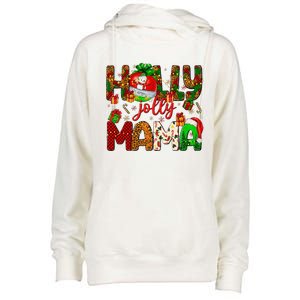 Holly A Jolly Mama Merry Christmas Matching Family Pajamas Womens Funnel Neck Pullover Hood