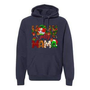 Holly A Jolly Mama Merry Christmas Matching Family Pajamas Premium Hoodie