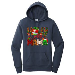 Holly A Jolly Mama Merry Christmas Matching Family Pajamas Women's Pullover Hoodie