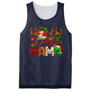 Holly A Jolly Mama Merry Christmas Matching Family Pajamas Mesh Reversible Basketball Jersey Tank