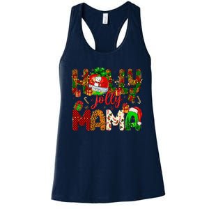 Holly A Jolly Mama Merry Christmas Matching Family Pajamas Women's Racerback Tank