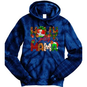 Holly A Jolly Mama Merry Christmas Matching Family Pajamas Tie Dye Hoodie