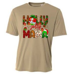 Holly A Jolly Mama Merry Christmas Matching Family Pajamas Cooling Performance Crew T-Shirt