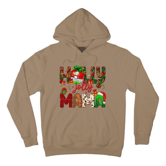 Holly A Jolly Mama Merry Christmas Matching Family Pajamas Hoodie