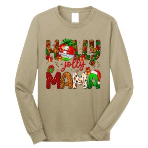 Holly A Jolly Mama Merry Christmas Matching Family Pajamas Long Sleeve Shirt