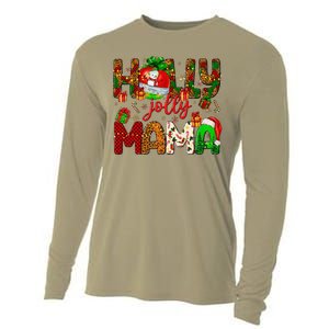 Holly A Jolly Mama Merry Christmas Matching Family Pajamas Cooling Performance Long Sleeve Crew